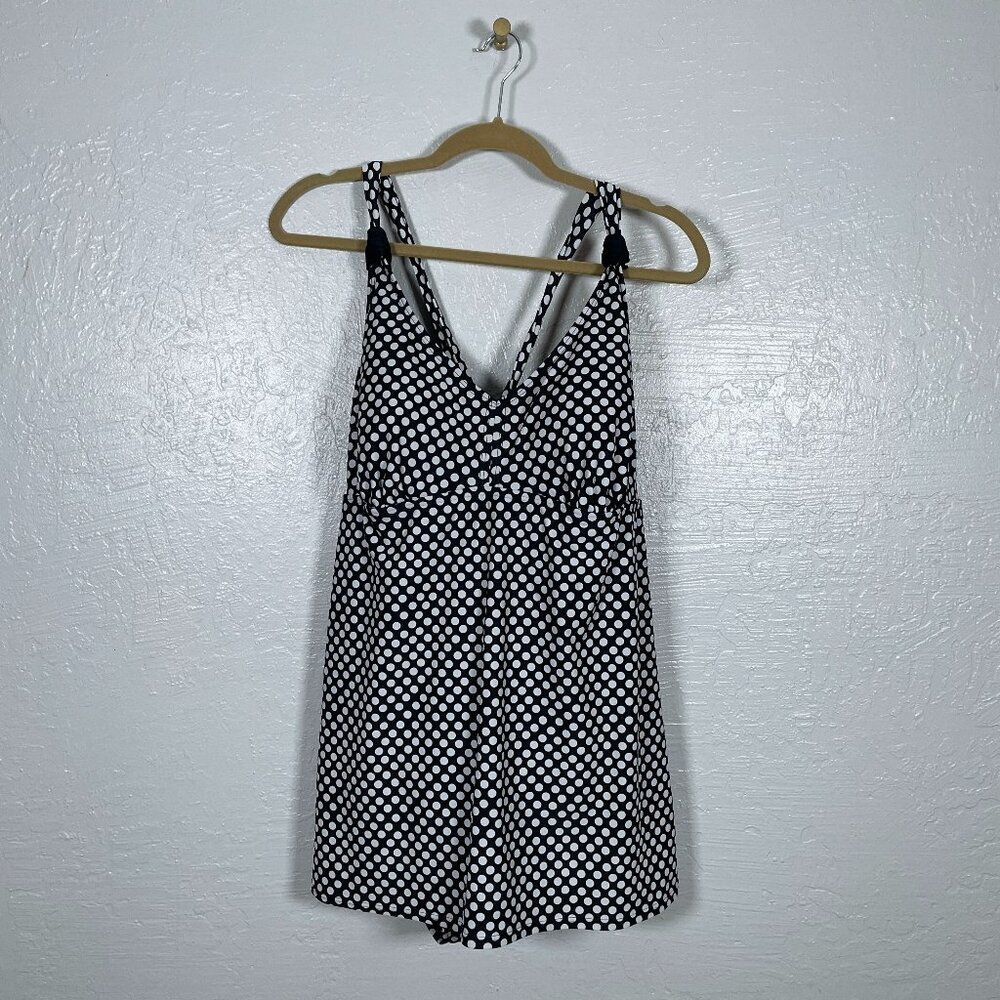 Lane Bryant Women Plus Size 18 Black White Polka Dot One Piece Swimsuit Dress